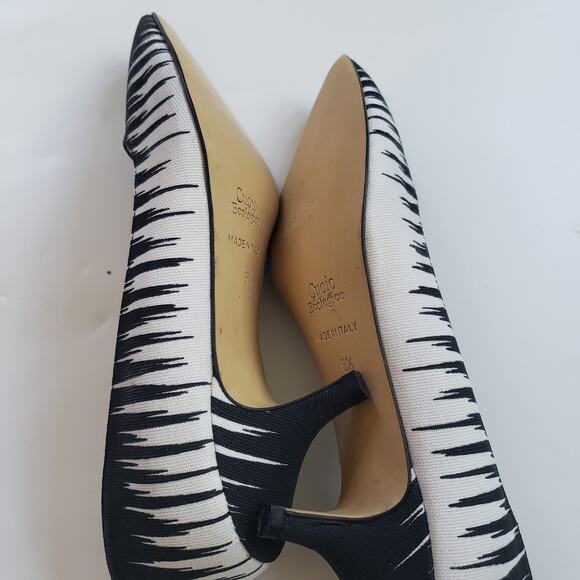 Cuoio Ecologico Made in Italy Heels Pumps Zebra Print Canvas Size 6.5 - Picture 6 of 6